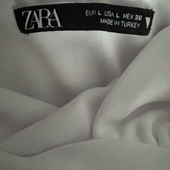 Zara White Ruched Halter Dress Sz Large - Picture 6 of 6